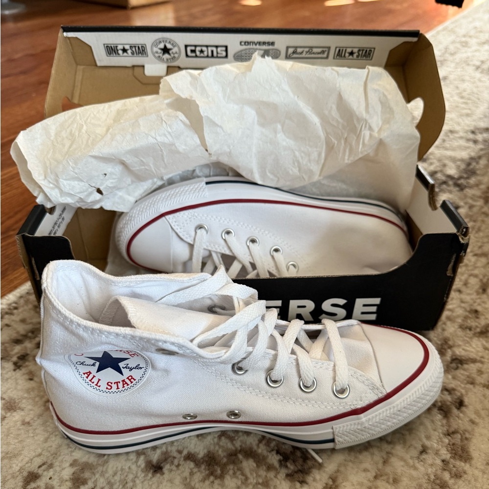 NEW converse high tops white size W7